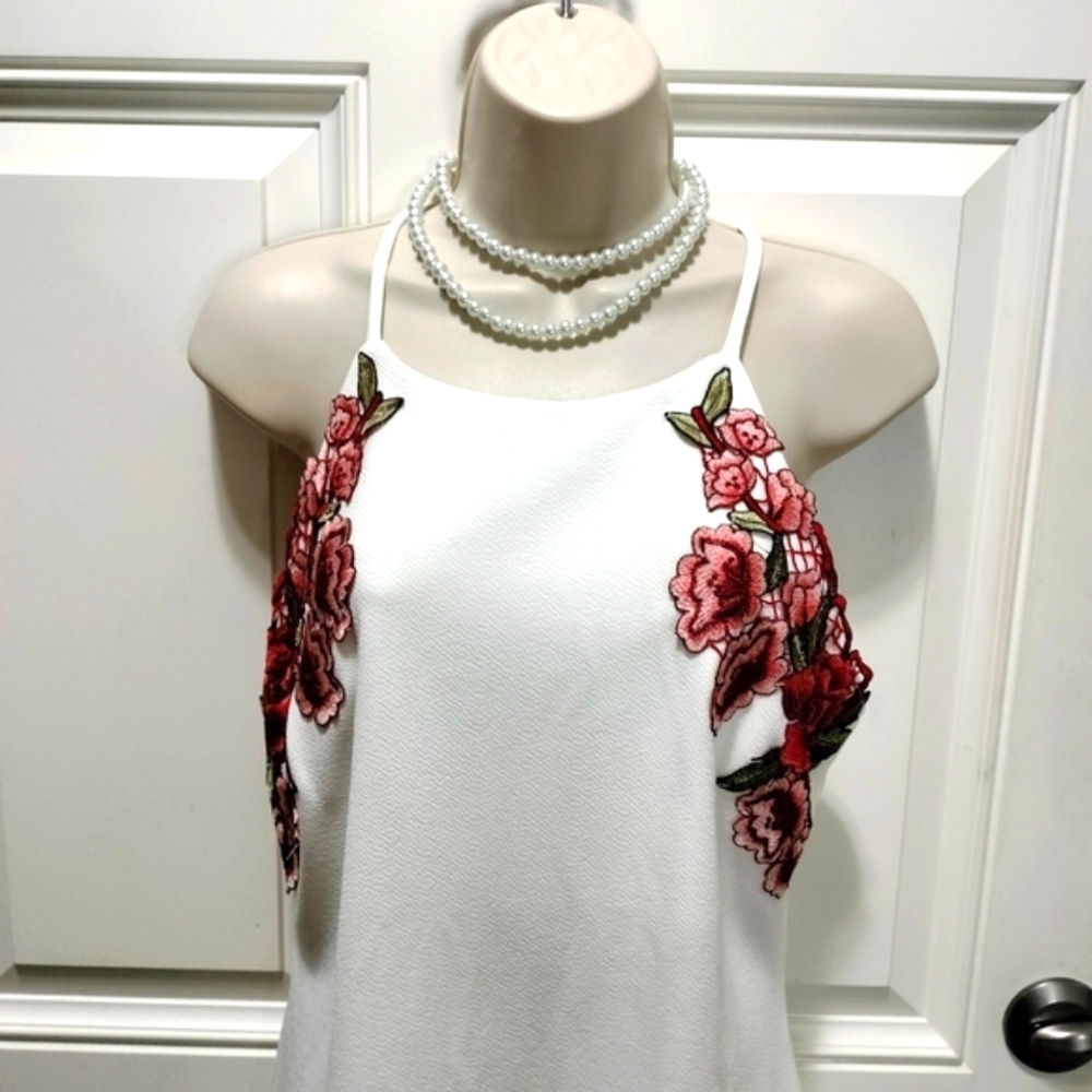 Bisou Bisou Woman's Size 14 Cottagecore Embroidery Boho White Dress - Picture 4 of 9